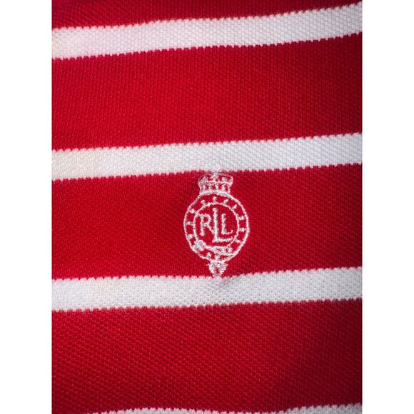 LRL Ralph Lauren Red White Striped Polo Shirt | Large | Nautical Style | 1/4 Zip - Picture 8 of 11